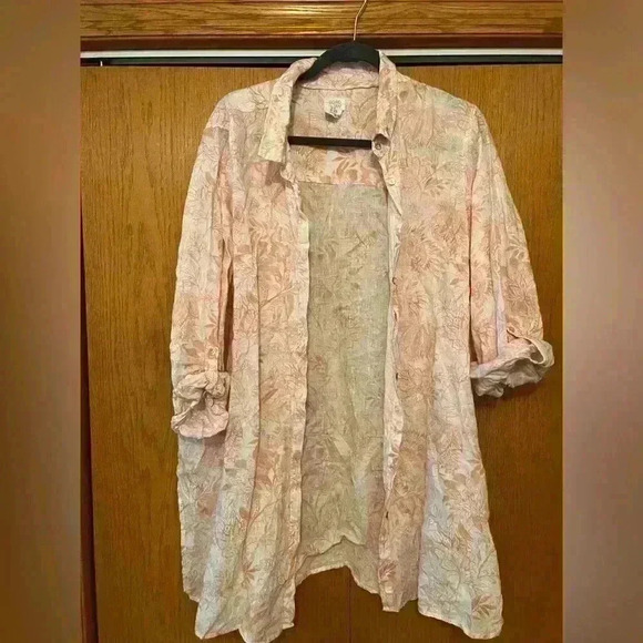 Sigrid Olson 100% linen blouse floral top - Picture 1 of 6